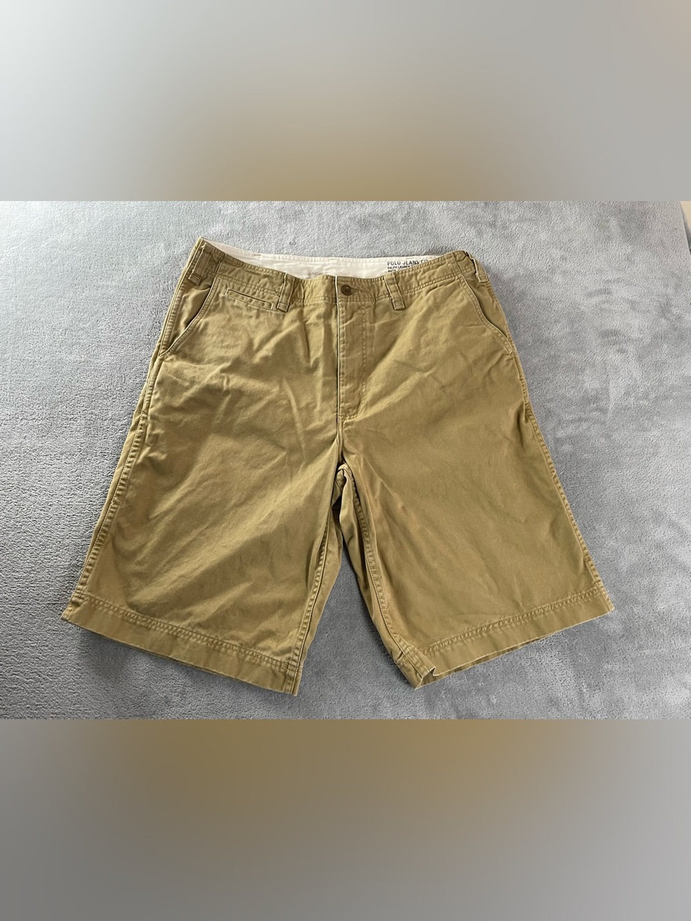 Polo Jeans Ralph Lauren Surplus Shorts Mens 36 Khaki Cotton Workwear Chino •Mark